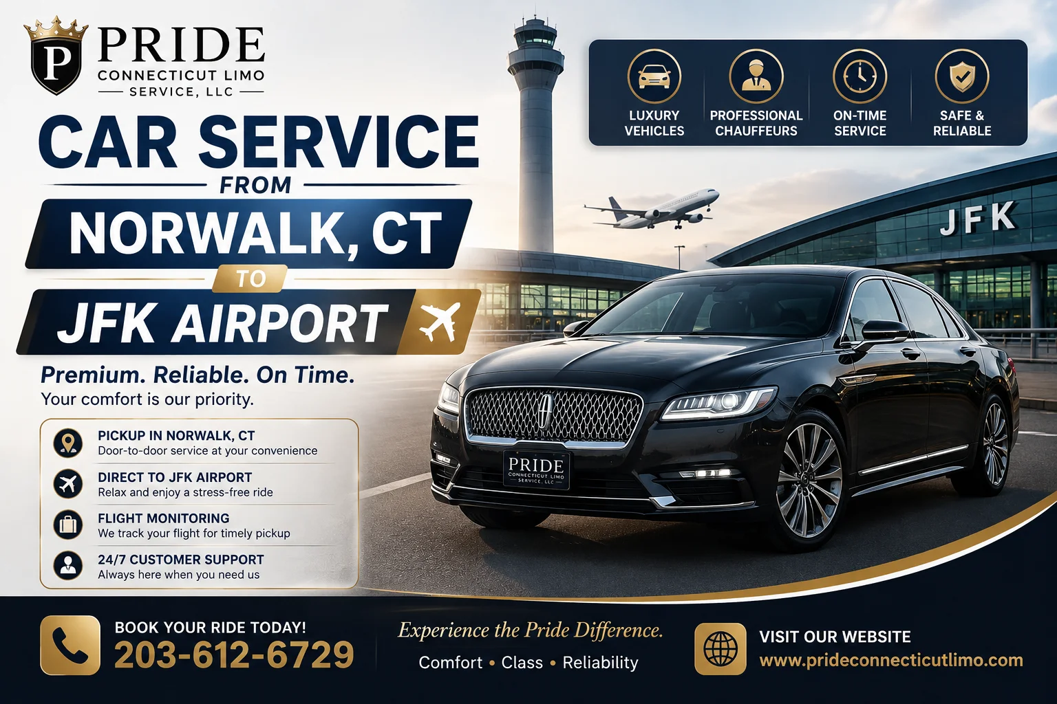 Norwalk CT limo to JFK